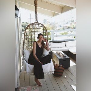 Universal Thread dark grey Linen Jumpsuit Wide Leg M L comfy casual boho